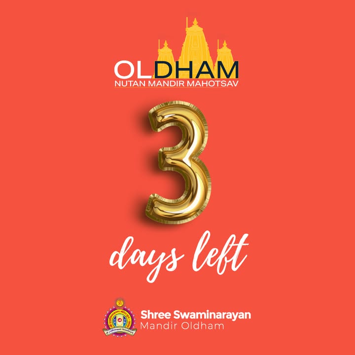 Jay Shree Swaminarayan! 3 days left! Til we Welcome Maharaj To His New...