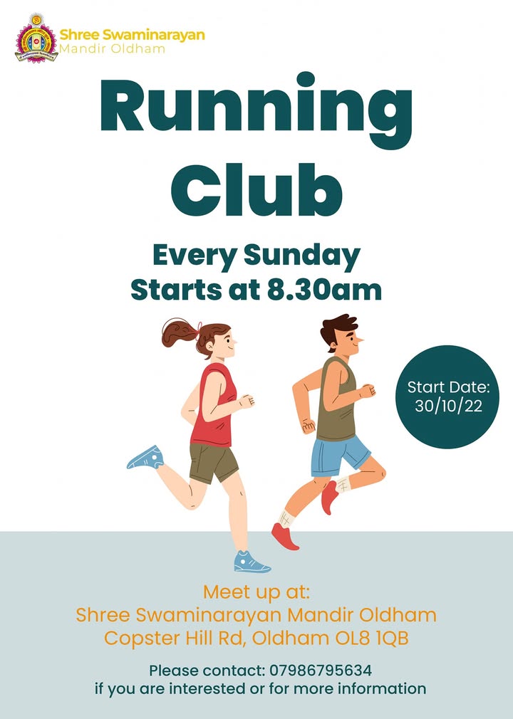 Jay Shree Swaminarayan! We will also start netball and running club on...