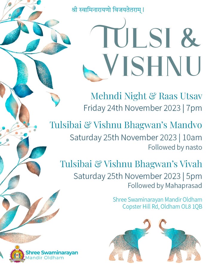 Jay Shree Swaminarayan! Tulsi Vivah marks the end of the Diwali Festiv...