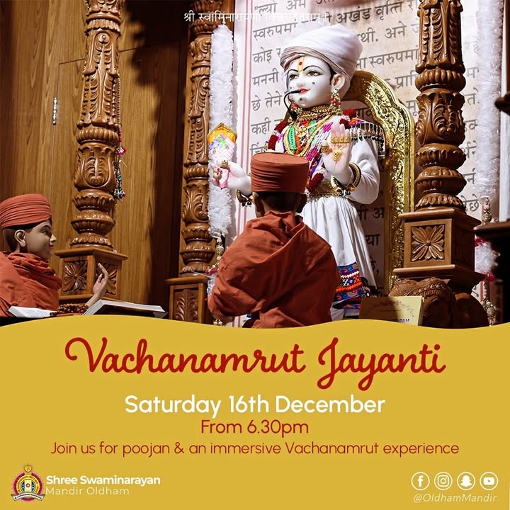 Jay Shree Swaminarayan! Join us in celebrating Vachanamrut Jayanti on...