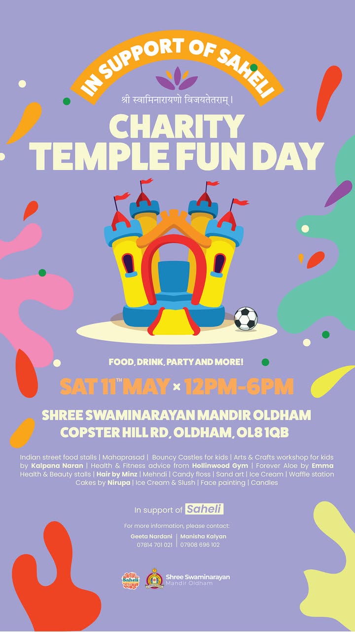 Jay Shree Swaminarayan! Join us for a day of community fun and support...