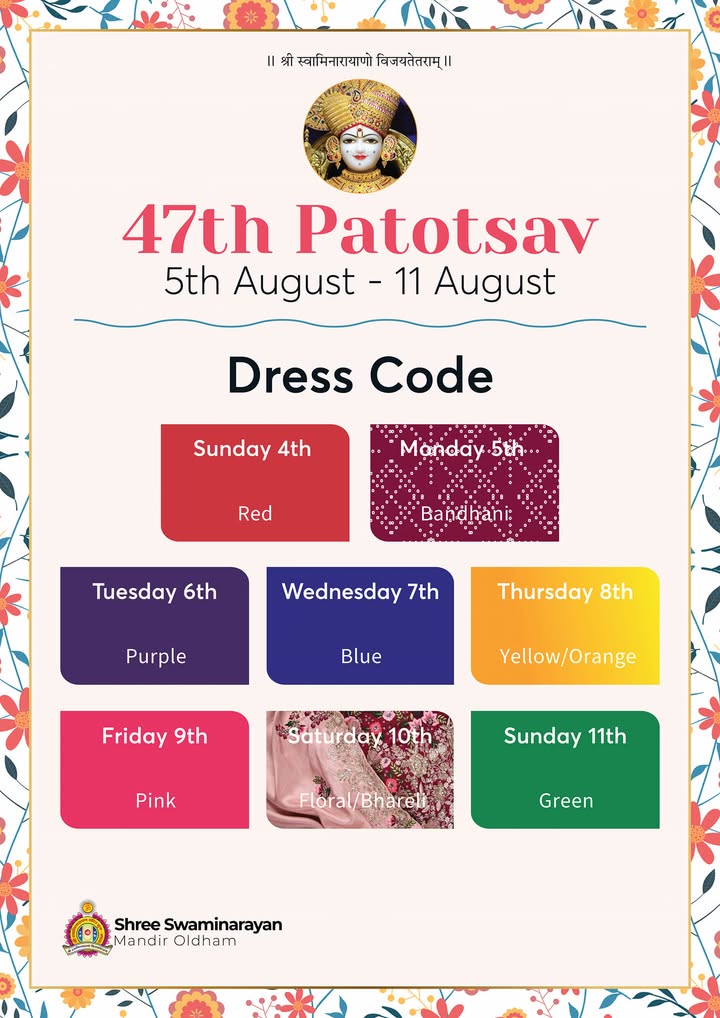 Jay Shree Swaminarayan! Join us from Monday 5th August to Sunday 11th...