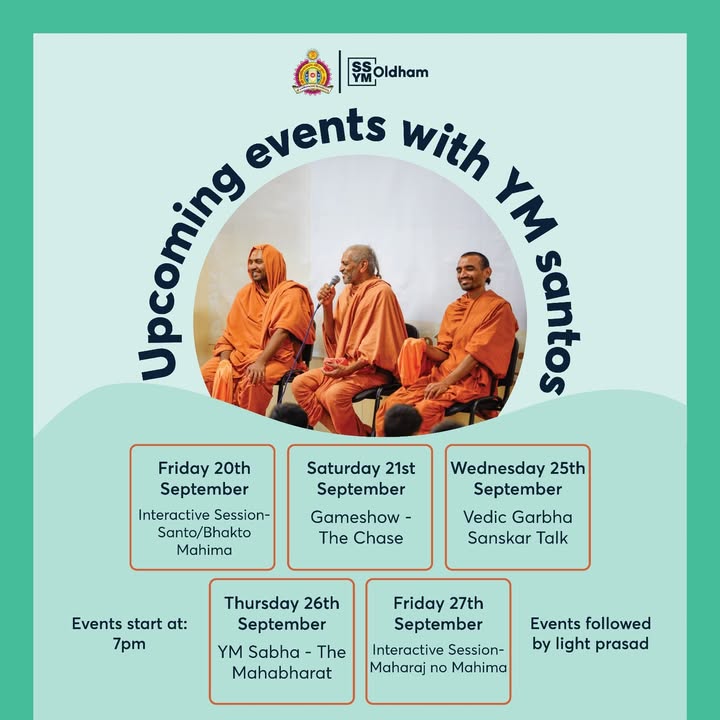 Jay Shree Swaminarayan! Join us from Friday 20th September 2024 - Satu...