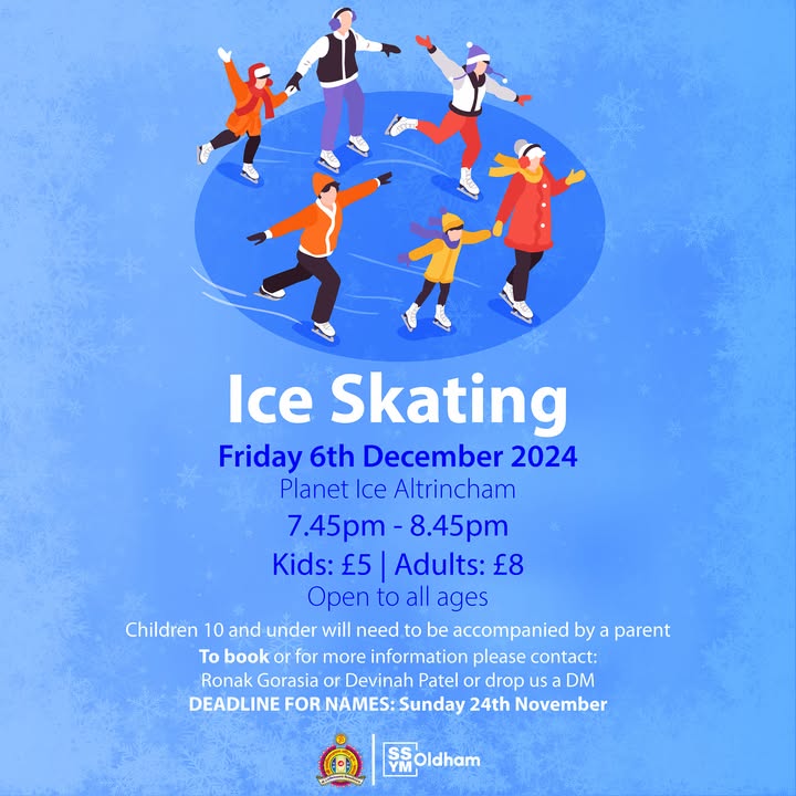 Jay Shree Swaminarayan! Come join us for Ice Skating on 6th December!...