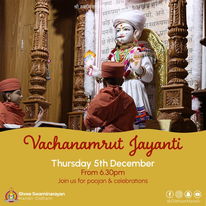 Jay Shree Swaminarayan! Join us in celebrating Vachanamrut Jayanti on...