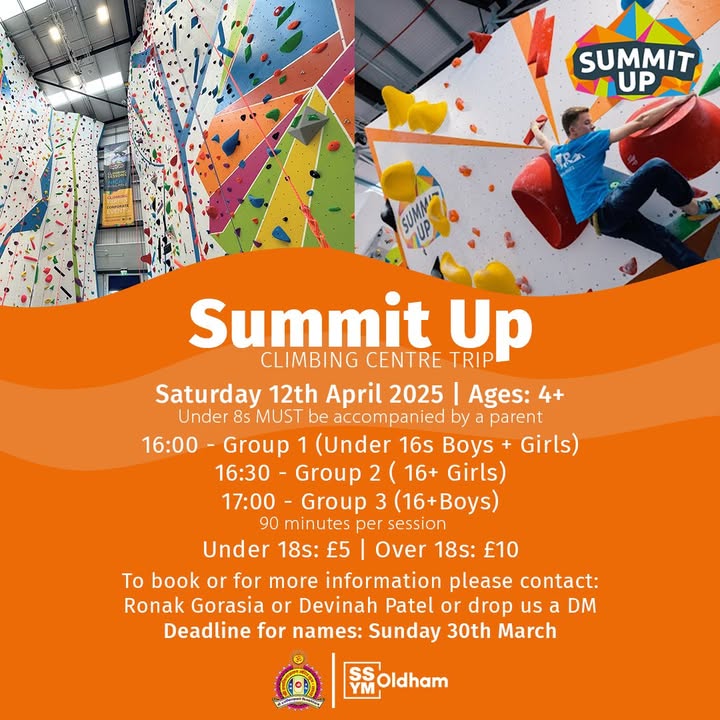 Jay Shree Swaminarayan! Come join us for for a trip to Summit Up Climb...