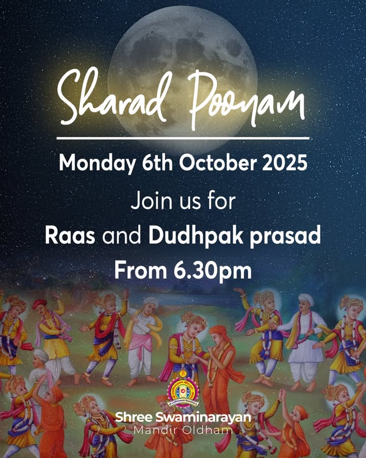 Jay Shree Swaminarayan! Join us as we celebrate Sharad Poonam on Monda...