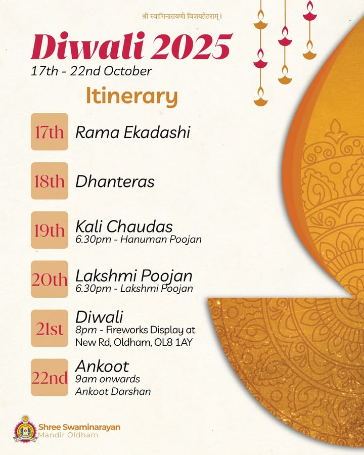 Jay Shree Swaminarayan! Please refer to the above program of events ha...