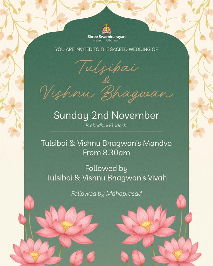 Jay Shree Swaminarayan! Tulsi Vivah marks the end of the Diwali Festiv...